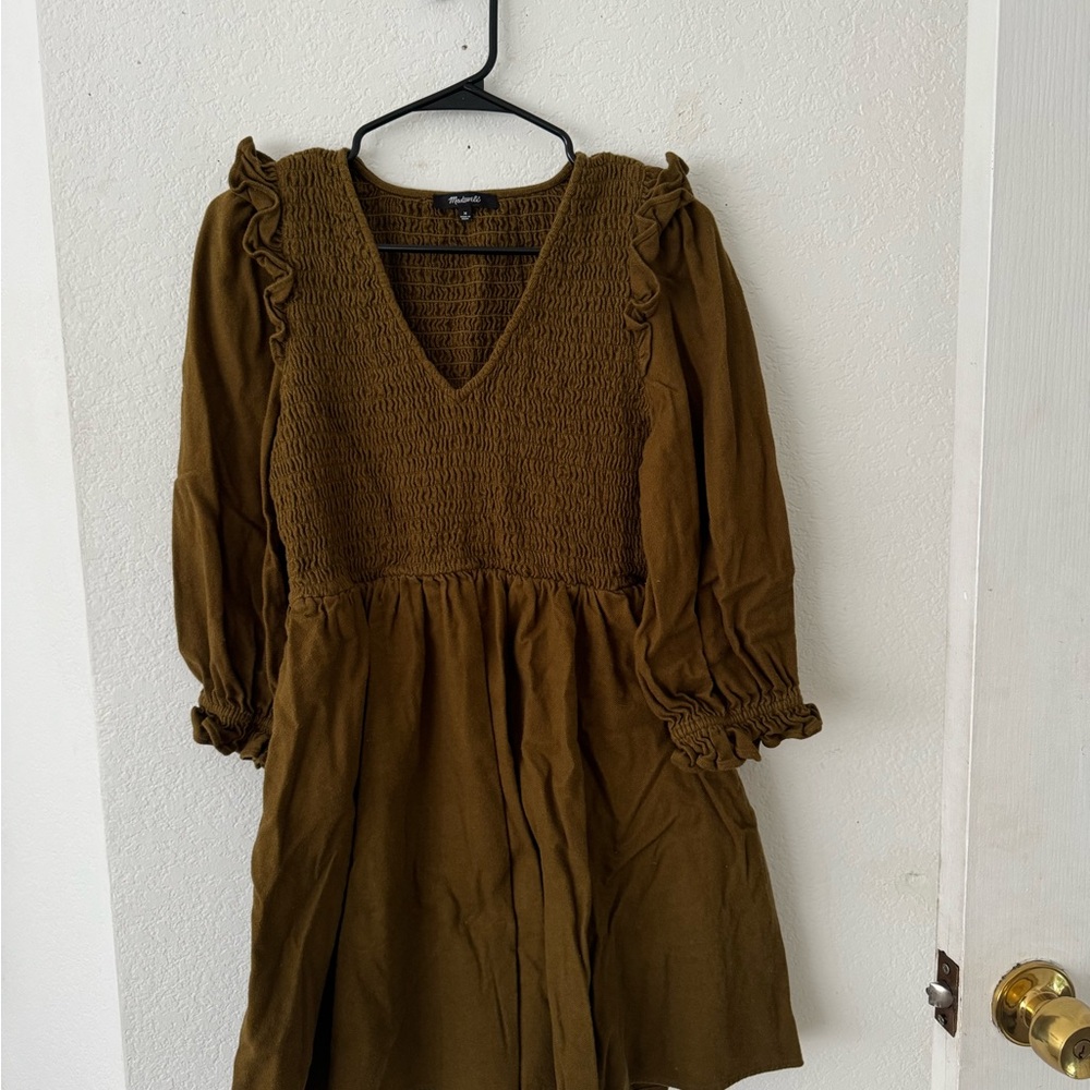 Madewell Smocked Cotton dress with Bishop Sleeves